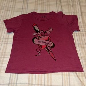 Ed hardy heart sword graphic crop top